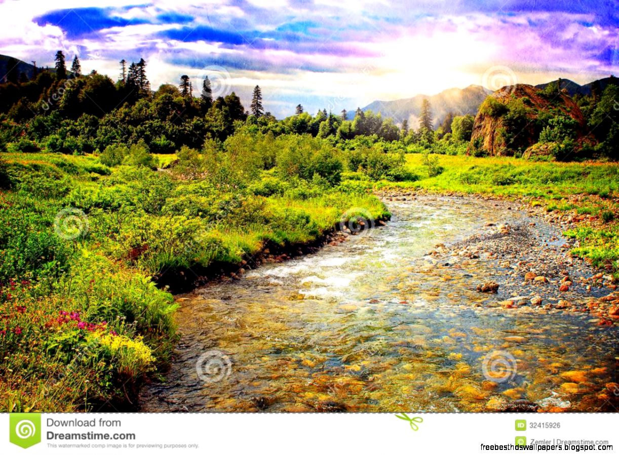 Beautiful Mountain River Landscape Royalty Free Stock Image Beautiful Mountain River Landscape Royalty Free Stock Image