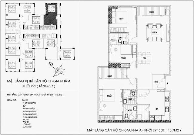 Mặt bằng căn hộ tòa A - 29 tầng, chung cư Imperia Garden Mặt bằng căn hộ tòa A - 29 tầng, chung cư Imperia Garden