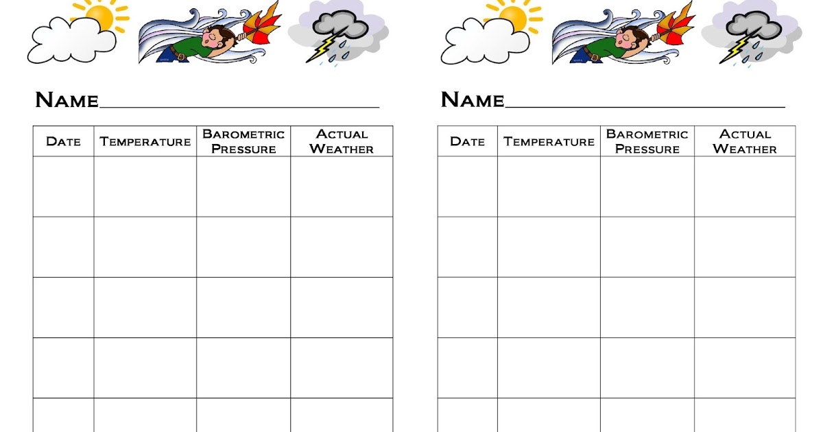 Cub Scout Weather Tracking Chart