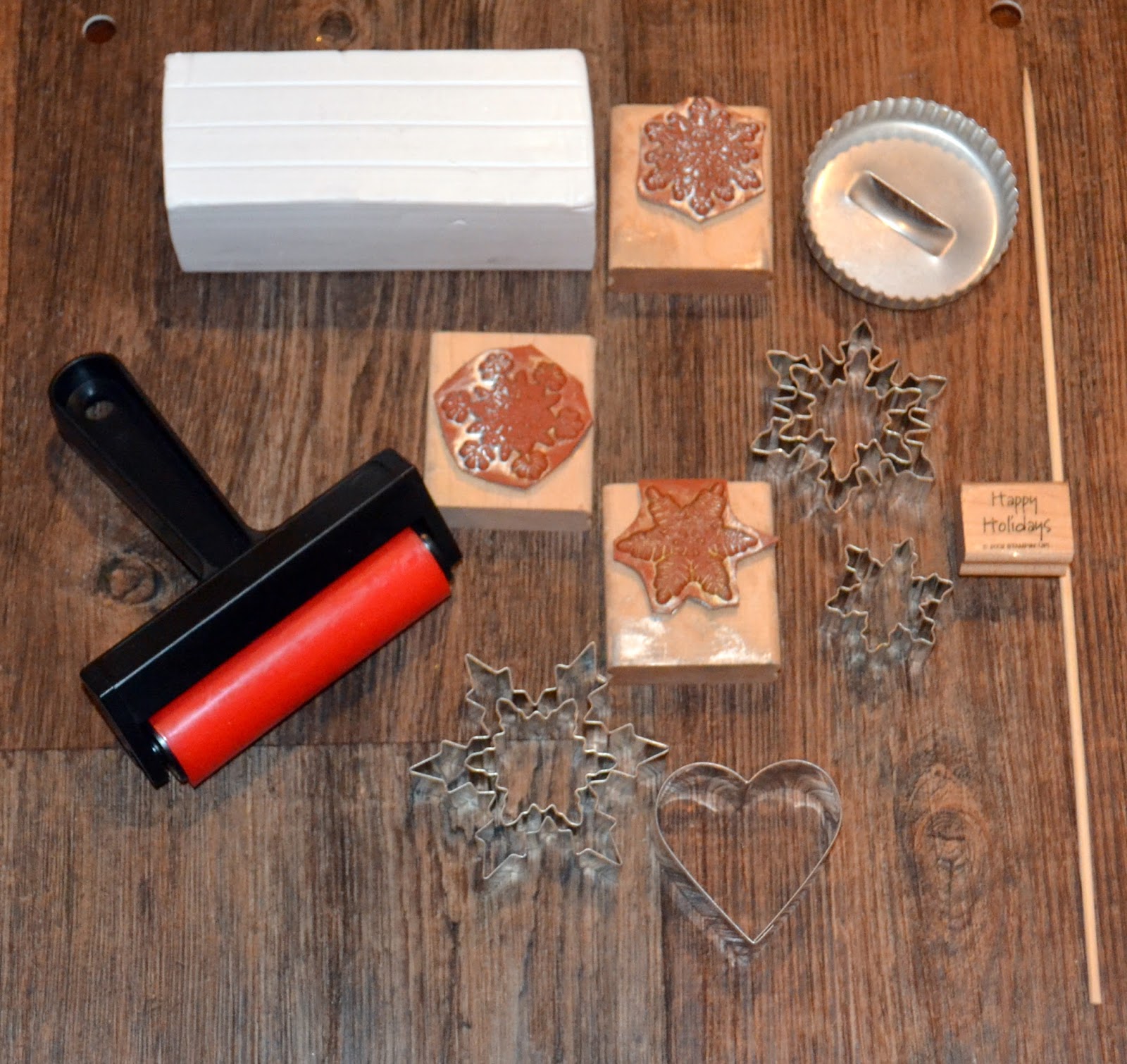 Clay ornaments made with cookie cutters and stamps Rachel Teodoro