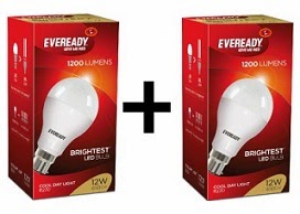 Save Electricity with LED Bulbs: Buy 2 Eveready 12 Watt LED Bulbs for Rs.699 Only @ Flipkart