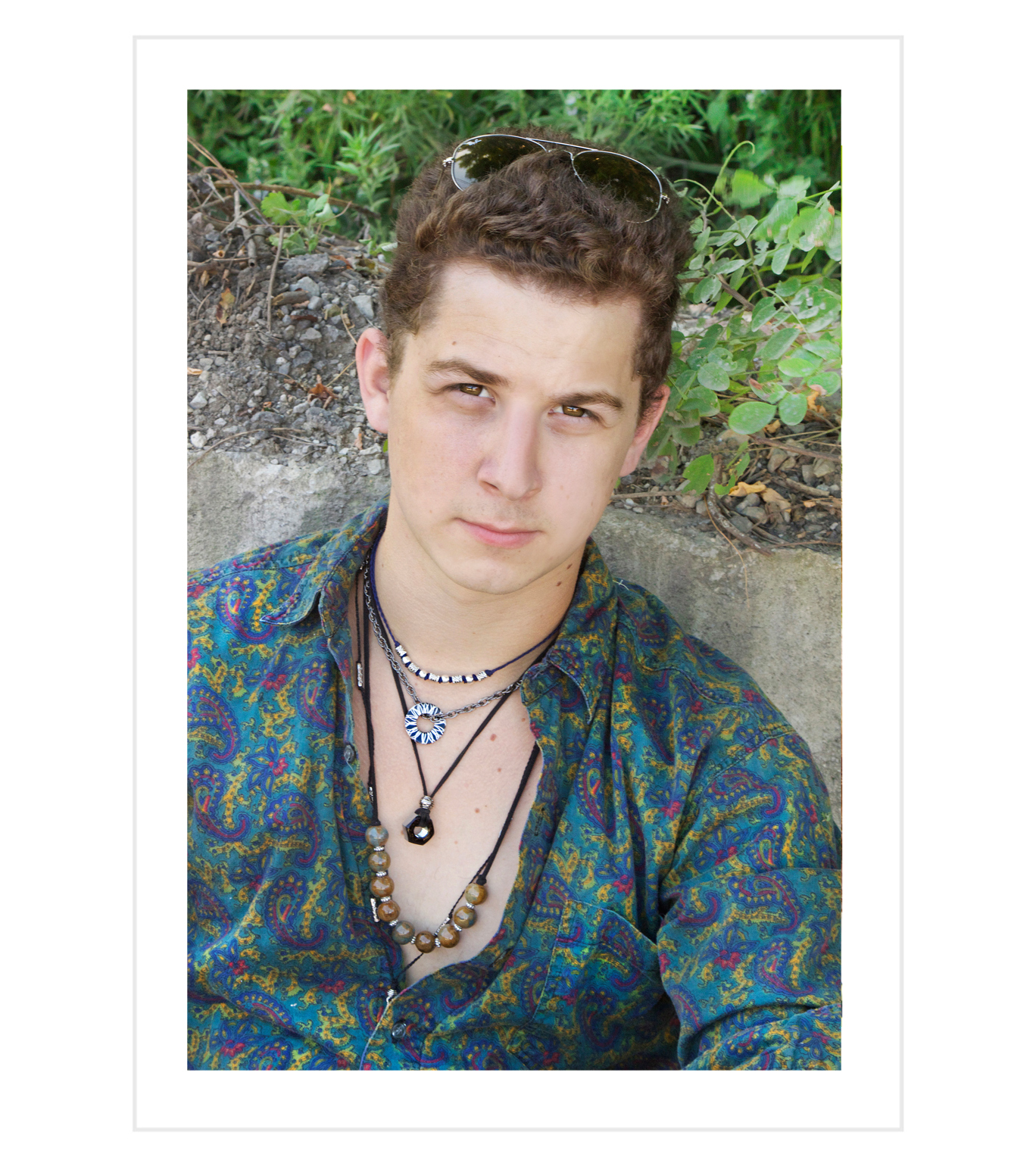 men's necklace collection by Quiet Lion Creations. Model credit: Bobby Cooling