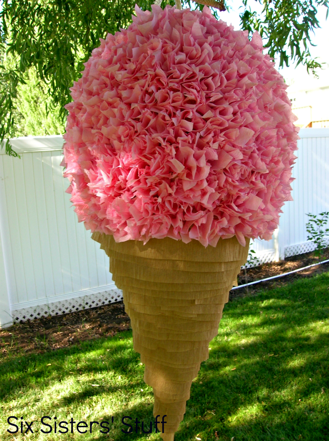 DIY Ice Cream Cone Pinata Tutorial (And Ice Cream Sundae Party) / Six