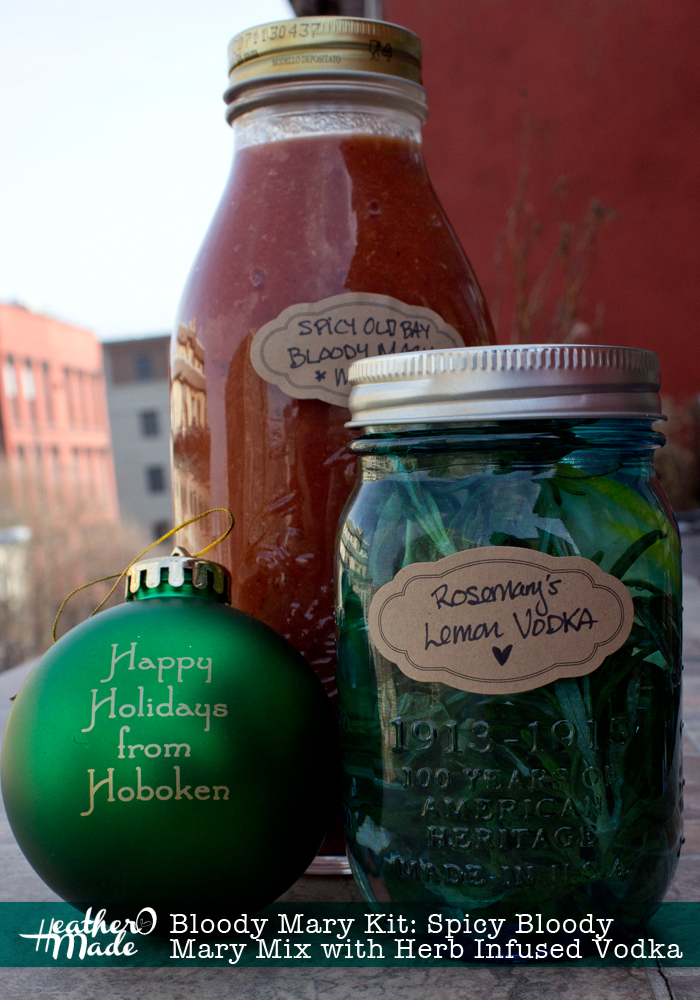 Heather O Made Homemade Gift Bloody Mary Kit with Spicy Bloody Mary Mix with Herb Infused Vodka