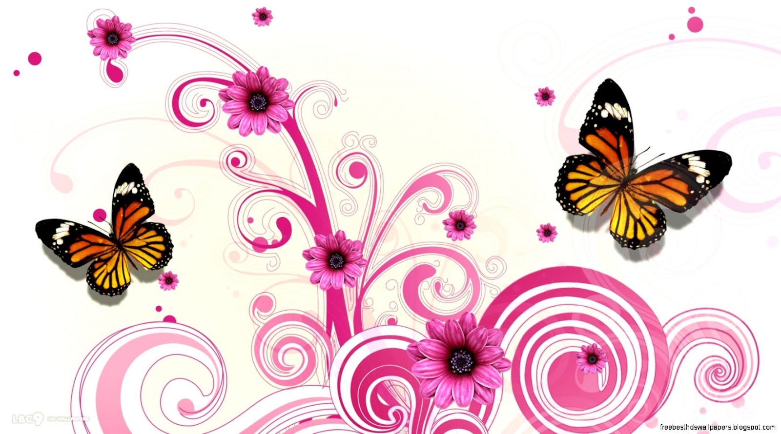 Pink Butterfly and Flower Vector Pink Butterfly and Flower Vector