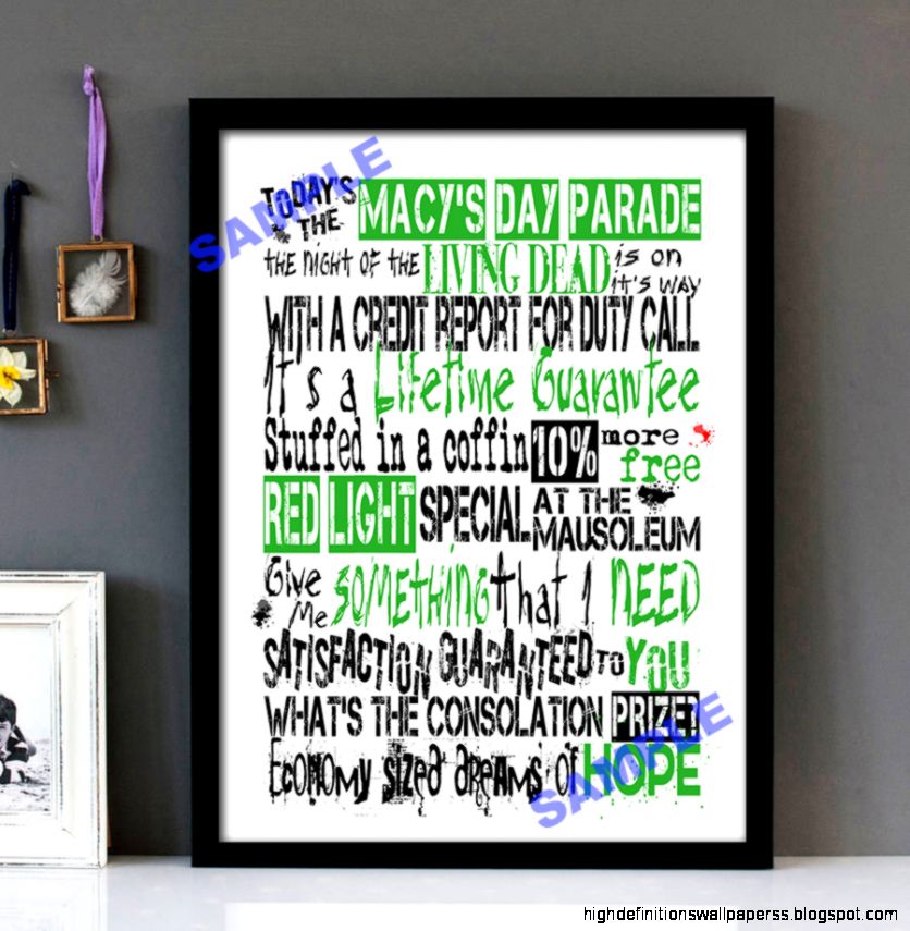 Macys Day Parade” Green Day – Framed Lyrics Wall Art Design Macys Day Parade” Green Day – Framed Lyrics Wall Art Design