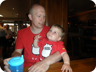 Daddy and son in matching T-shirts