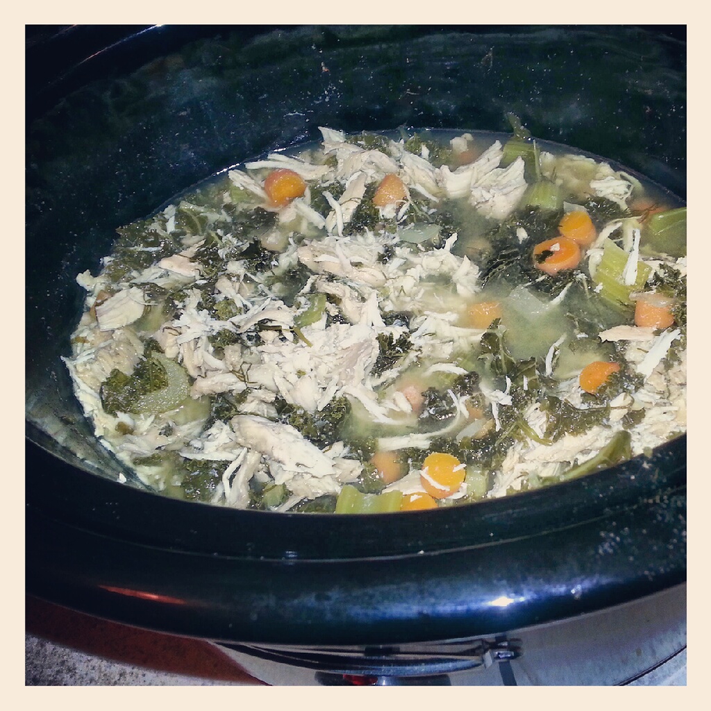 Low Fat and Naturally Sweet Slow Cooker Chicken and Kale Soup