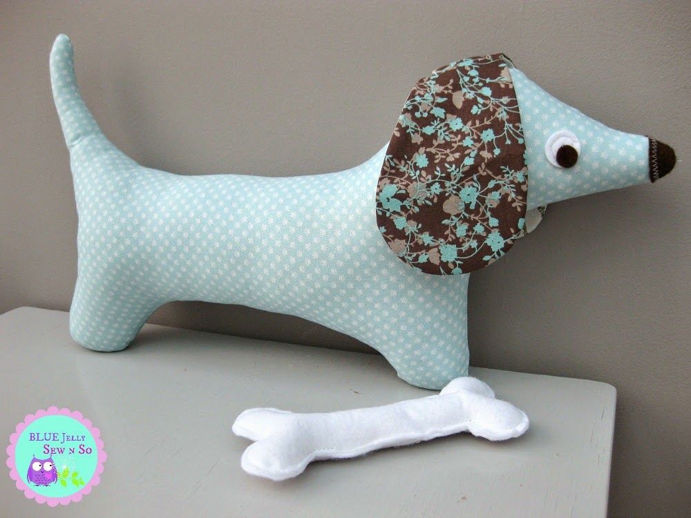 Blue Jelly Sew n So Victoria Rogers Fabric Sausage Dogs