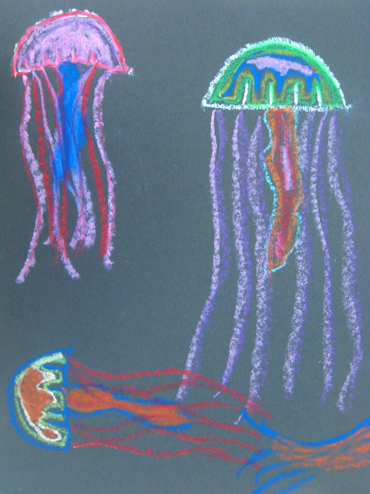 Miss Young's Art Room 3rd Grade Oil Pastel Jellyfish