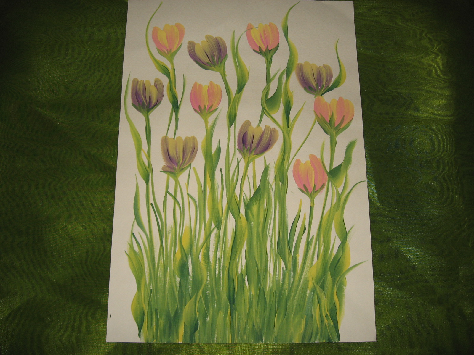 Rose n Wrap One Stroke painting with Tulip Garden