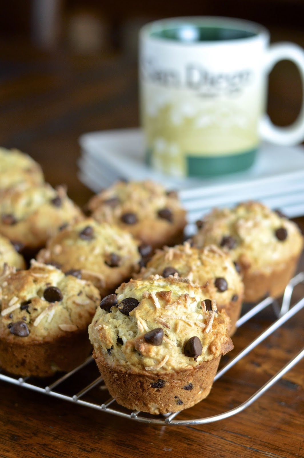 Banana Coconut Chocolate Chip Muffins Virtually Homemade Banana