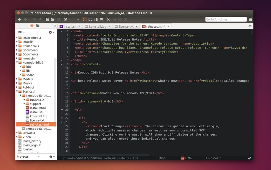 Komodo Edit 9 in Ubuntu