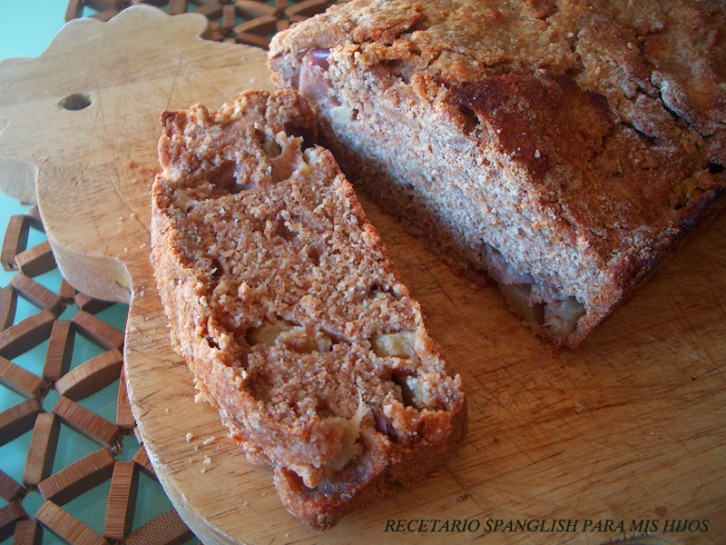 Recetario Spanglish para mis hijos Pan o budín vegan de manzanas con