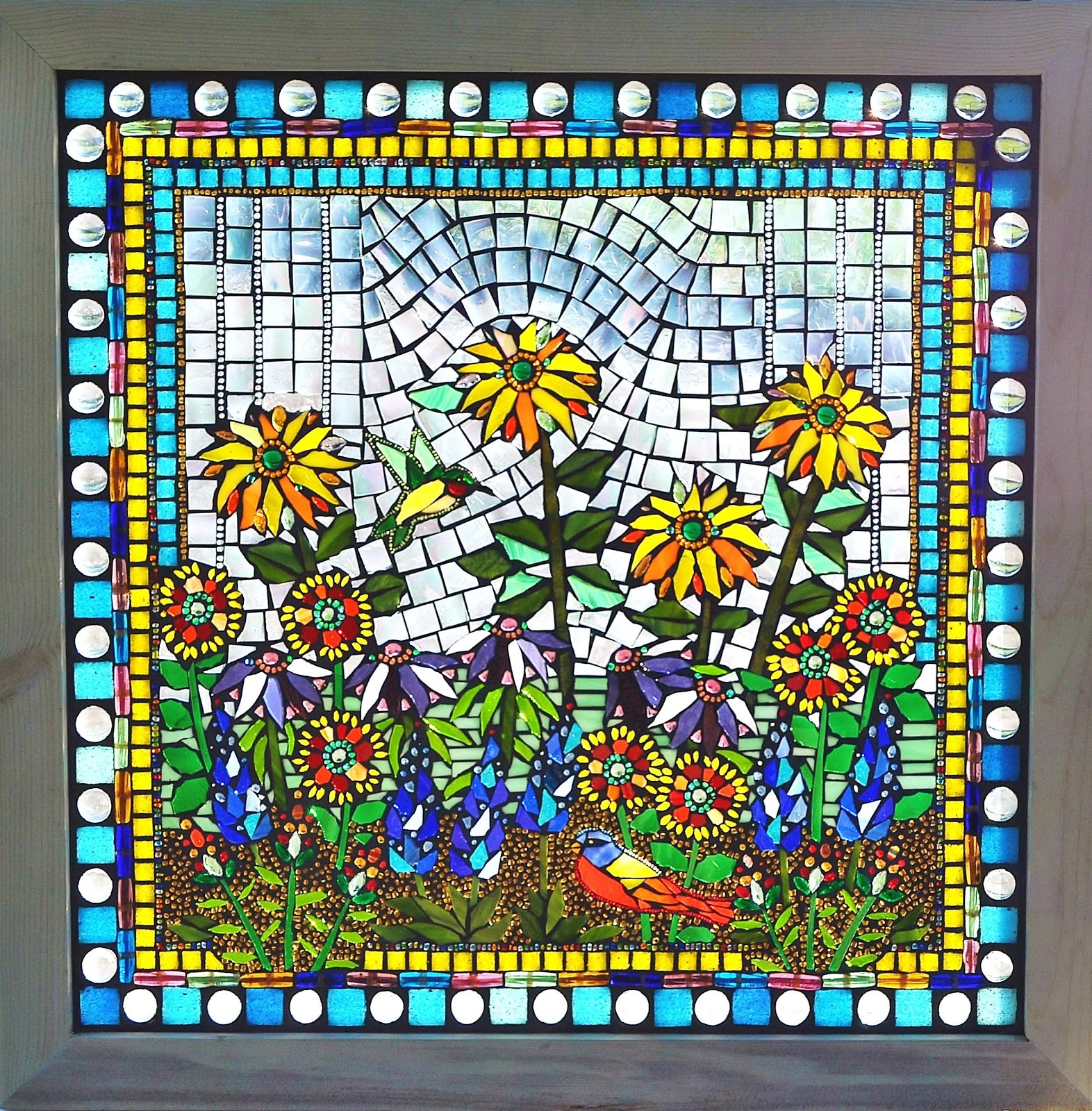 Kathleen Dalrymple - Glass Artist: Glass on glass mosaic tryptic - Texas wildflowers ...