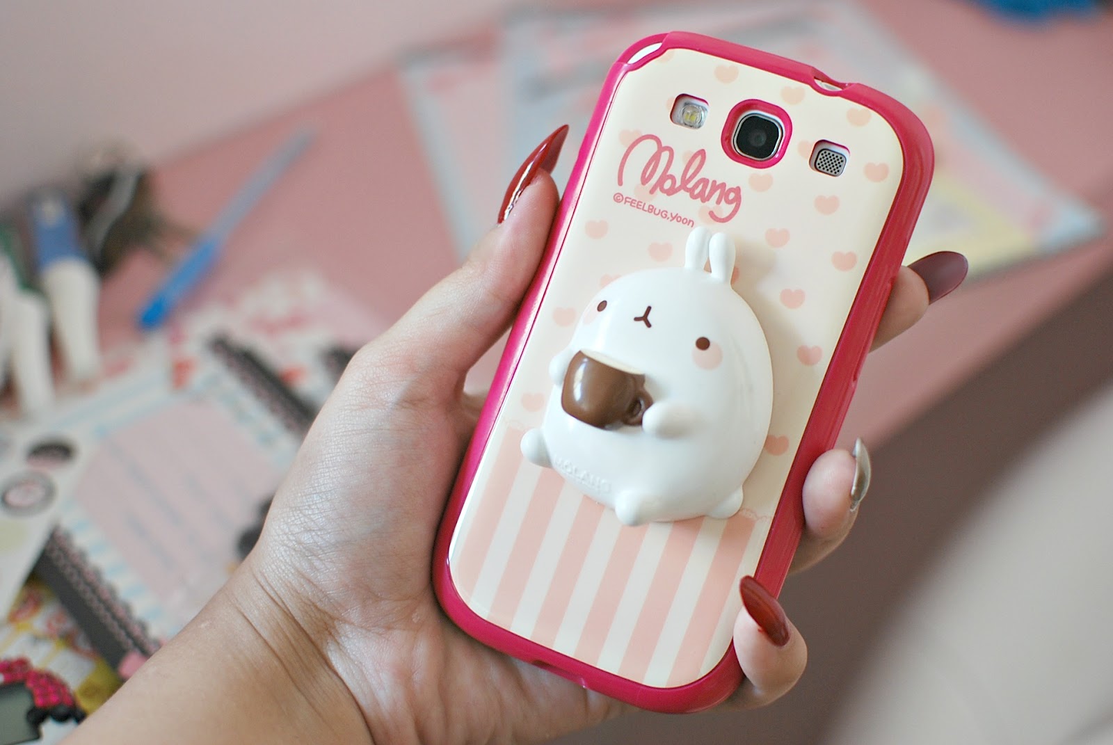 Molang in the Phone Sticker - Sticker Mania