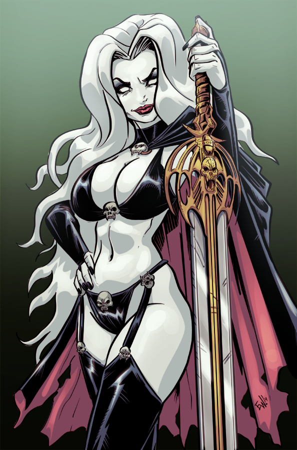 Very proud to post up this finished commission fan art of Lady Death. 
