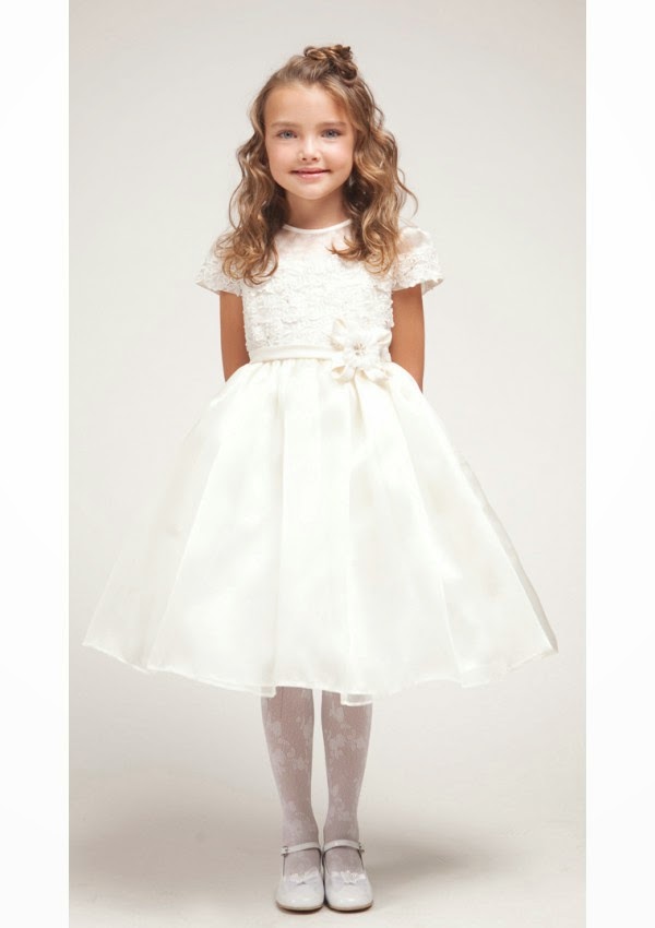 Flower Girl Dresses Vogue Short Sleeves Bowknot Knee Length Flower Girl Dresses
