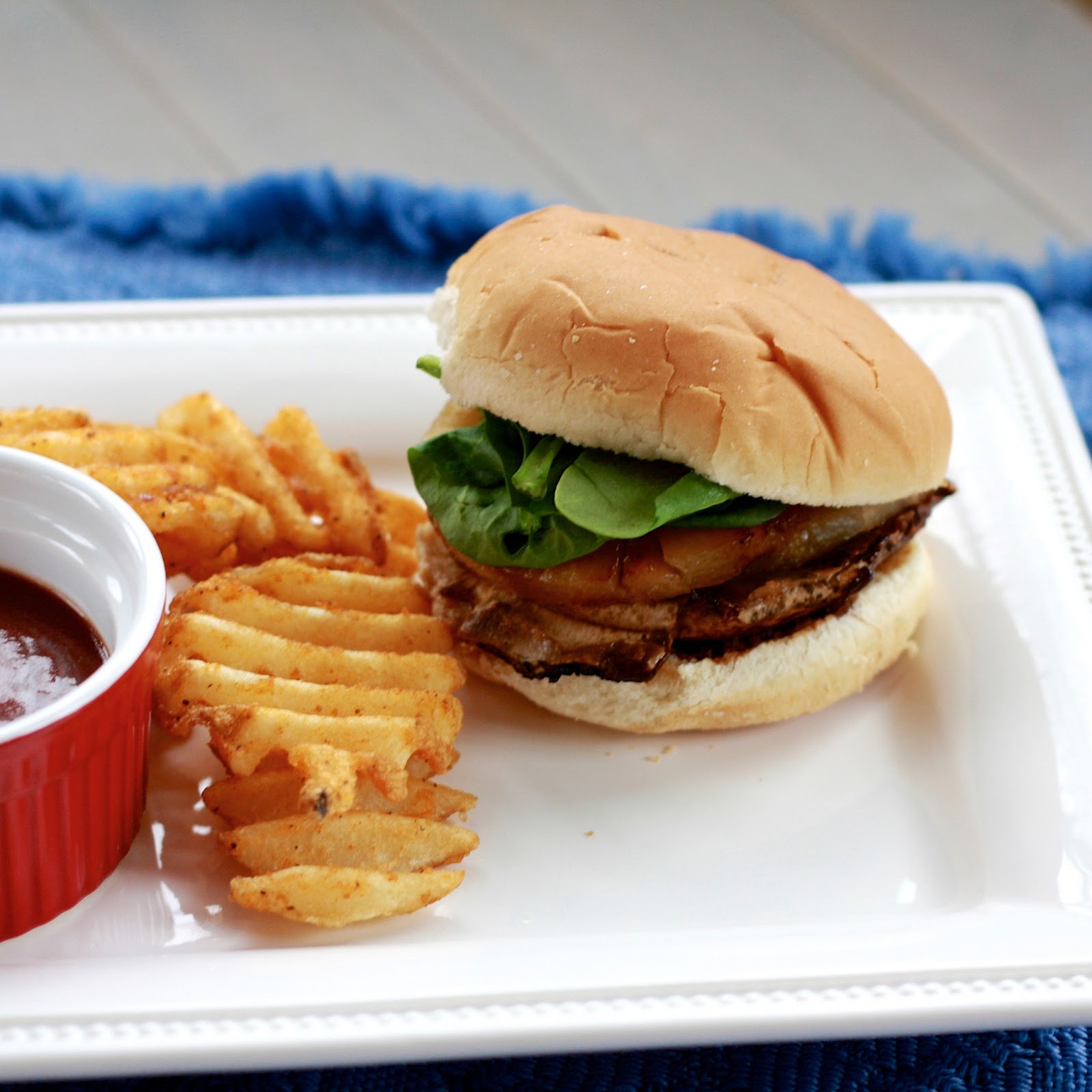 The Sweets Life Portobello Pineapple Burgers and Fries with Teriyaki