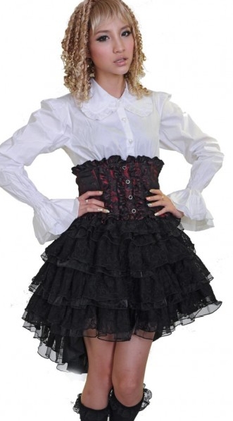 Black and Red Gothic Lolita Skirt for Women
