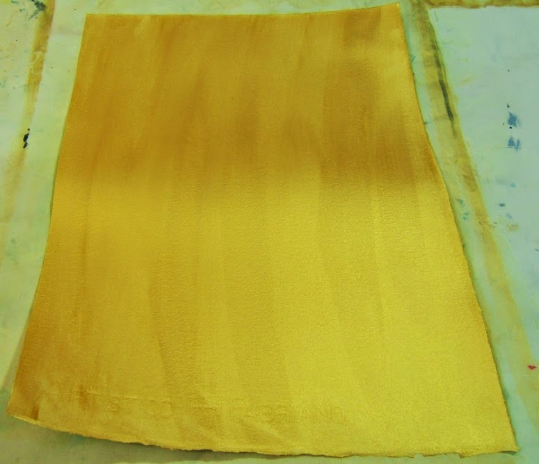 WATERCOLORS AND WORDS PAINTING ON GOLD GESSOED PAPER