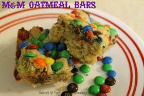 M&M Oatmeal Bars - don't let the oatmeal part fool you - they will knock your socks off!
