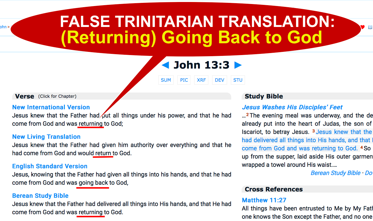 John 13:3 and John 16:28 FALSE TRINITARIAN TRANSLATION.