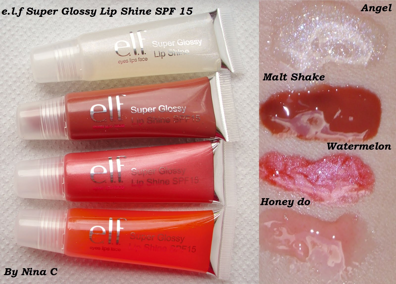 *Nina's Bargain Beauty* e.l.f Super Glossy Lip shine SPF15 review **UPDATED**