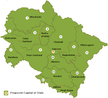 Map of Uttarakhand
