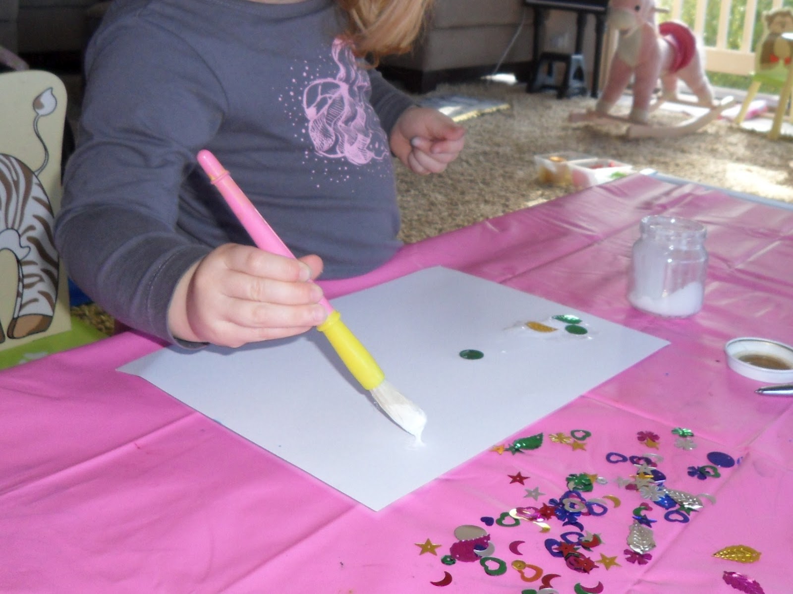 Learn with Play at Home Sticking Sequins. Pincer Grip Practice.