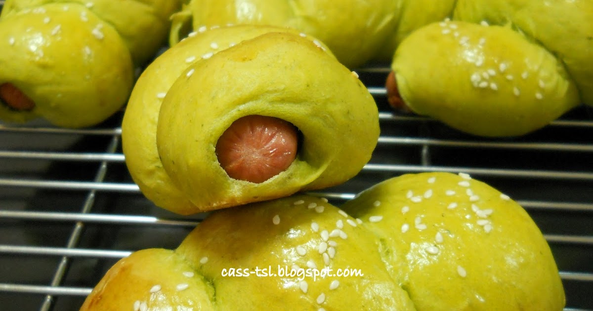 ** 搵到食 ** 还我绿色环境菠菜热狗面包（直接法）Spinach Hot Dog Buns