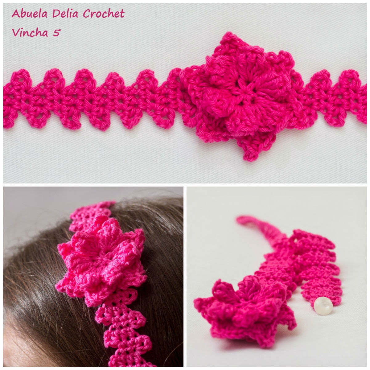Abuela Delia Crochet Vinchas para el Cabello con Flores Headbands