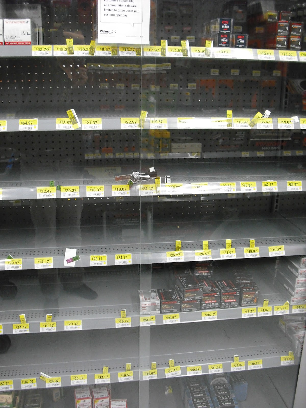 IC Arizona Empty shelves of ammunition at Walmart