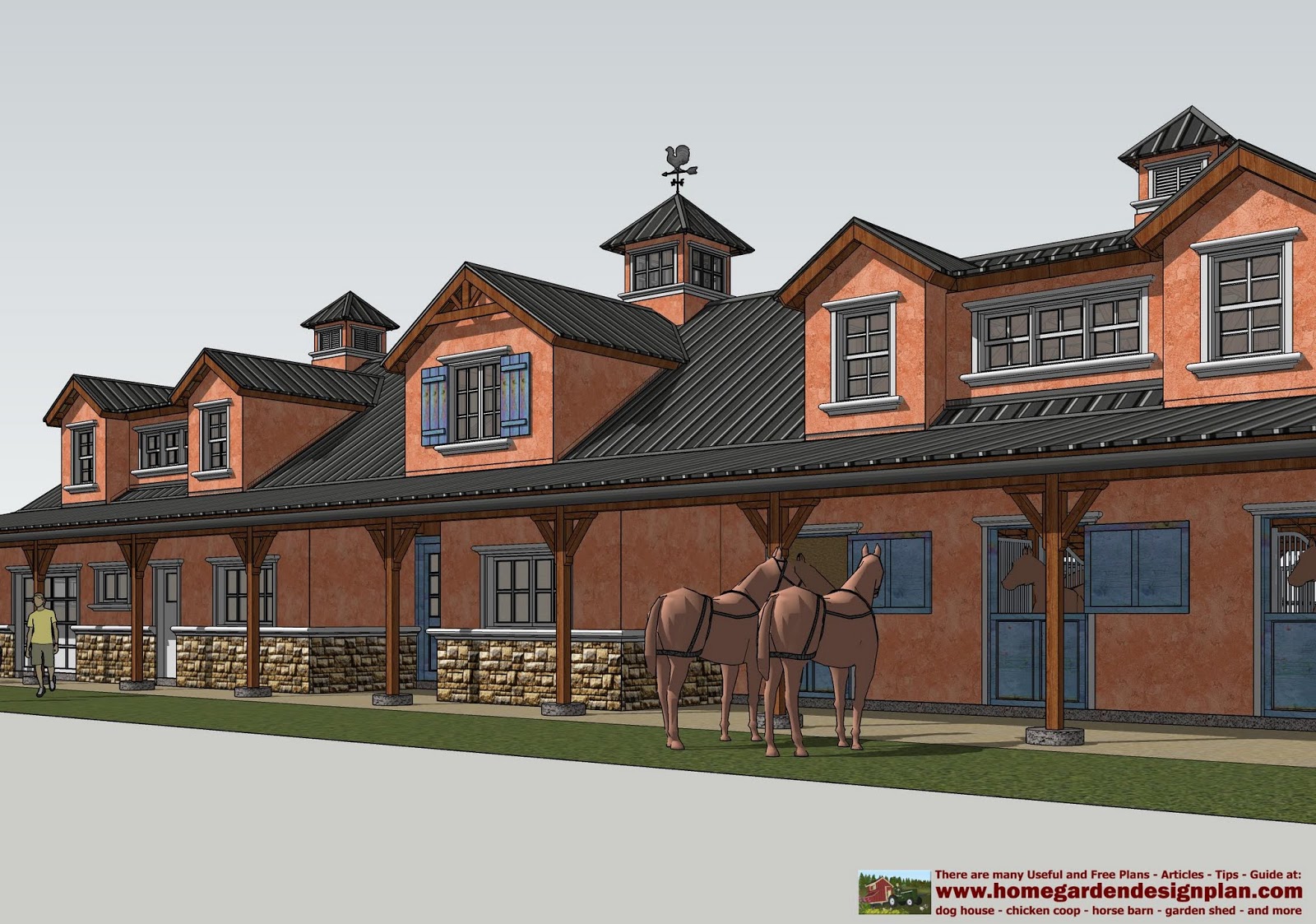 home garden plans HB100 Horse Barn Plans Horse Barn Design