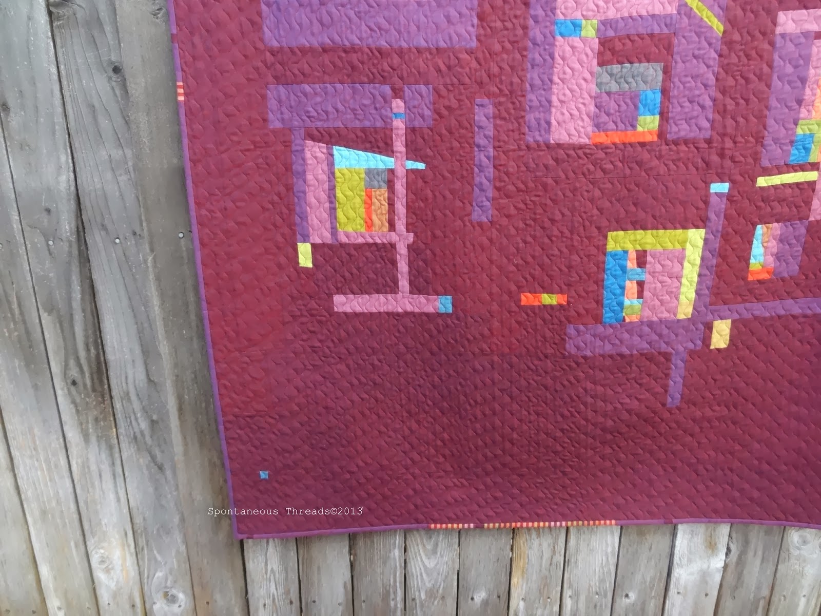 Spontaneous Threads Improv piecing with Shot Cottons a finish.