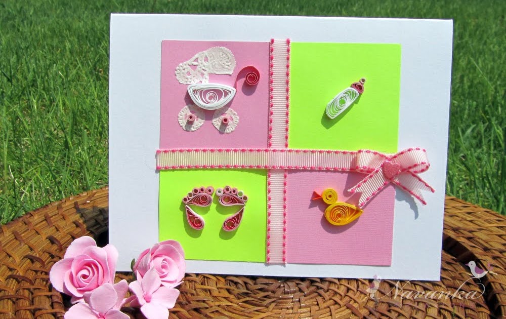 Navanka Creations Baby Girl Card with Paper Quilling
