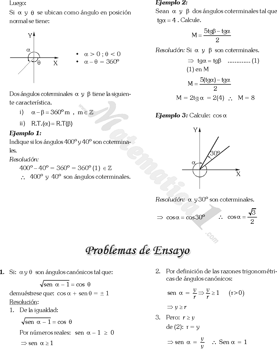 DEFINICION ANGULO COTERMINALES definicion angulo coterminales:
