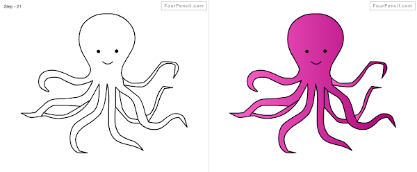 How to draw Octopus easy steps - slide 4
