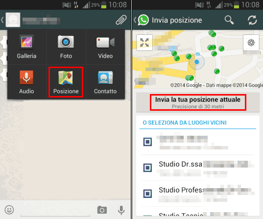 Come rintracciare posizione cellulare tramite WhatsApp (Android)