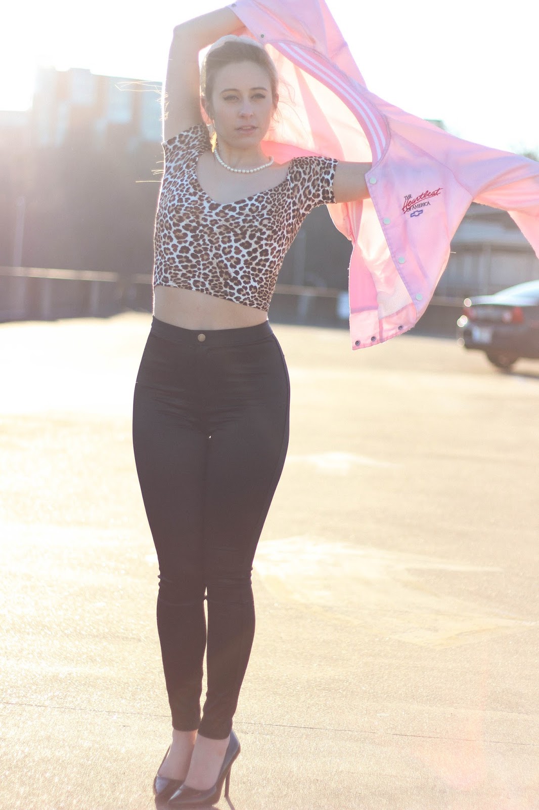50's, Retro, Outfit, Pink Ladies, Disco Pants, Classy, Fashion Blogger, Personal Style, High Waist Pants, Rockabilly, Film, Movies, Vintage, Grease, Girly, Femme Fatale, Bardot Top, Cheetah Print, Crop Top, Asos, Forever 21