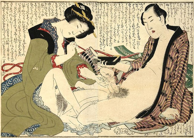 TRANH SHUNGA XUÂN HỌA PART 2 02.+Hokusai+Shunga+-+Writing+-+c.1814.-