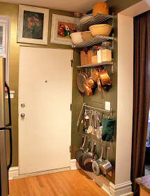 Kitchen behind the door storage small space