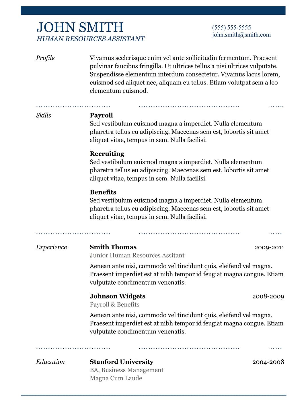 harvard business school resume samples