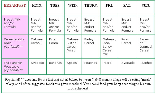 3 Month Baby Diet Chart