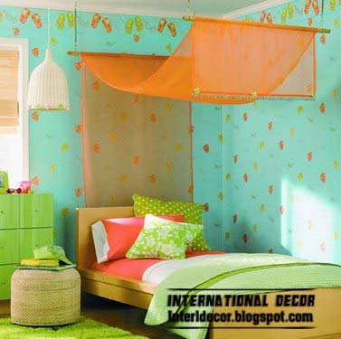 orange canopy bed for girls room, canopy beds