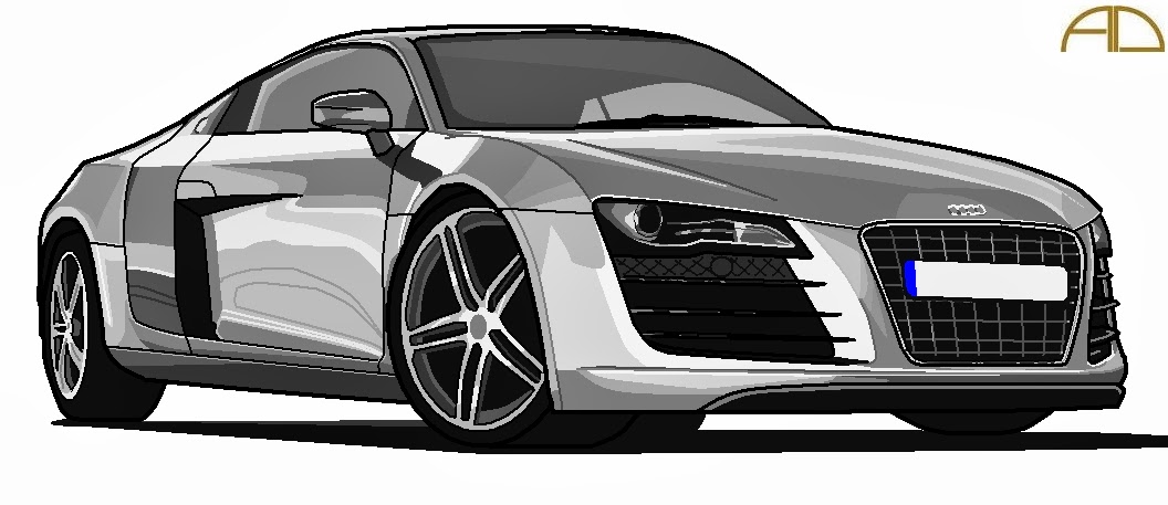 SeleOfficialART: Audi R8 drawings on ms paint