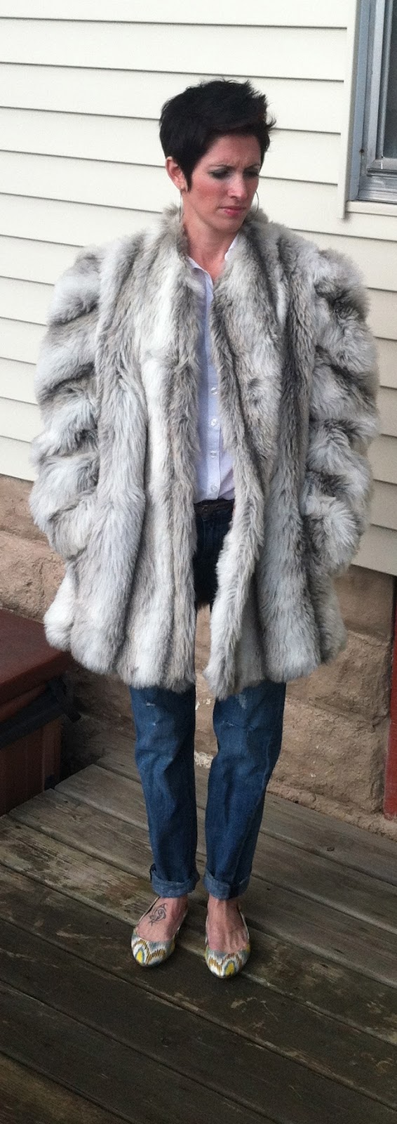 expressive style DIY Fur Coat into a Vest