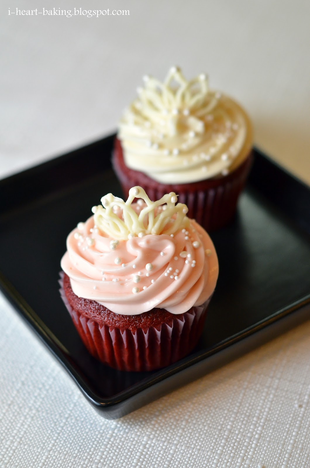 I Heart Baking White Chocolate Tiaras And Red Velvet Cupcakes