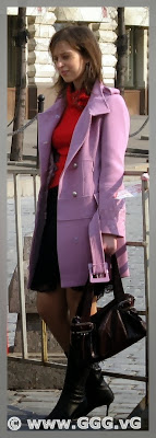 Lady in the demi-season coat on the street 