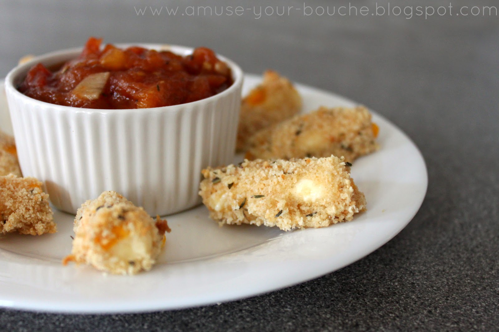 Mozzarella sticks with balsamic tomato jam Amuse Your Bouche